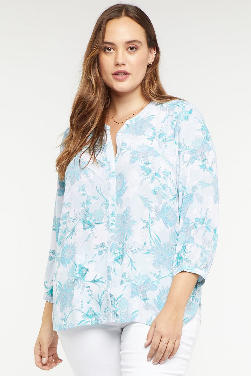 Blue Women's NYDJ Plus Pintuck Blouse | NZ 054SXYIAV