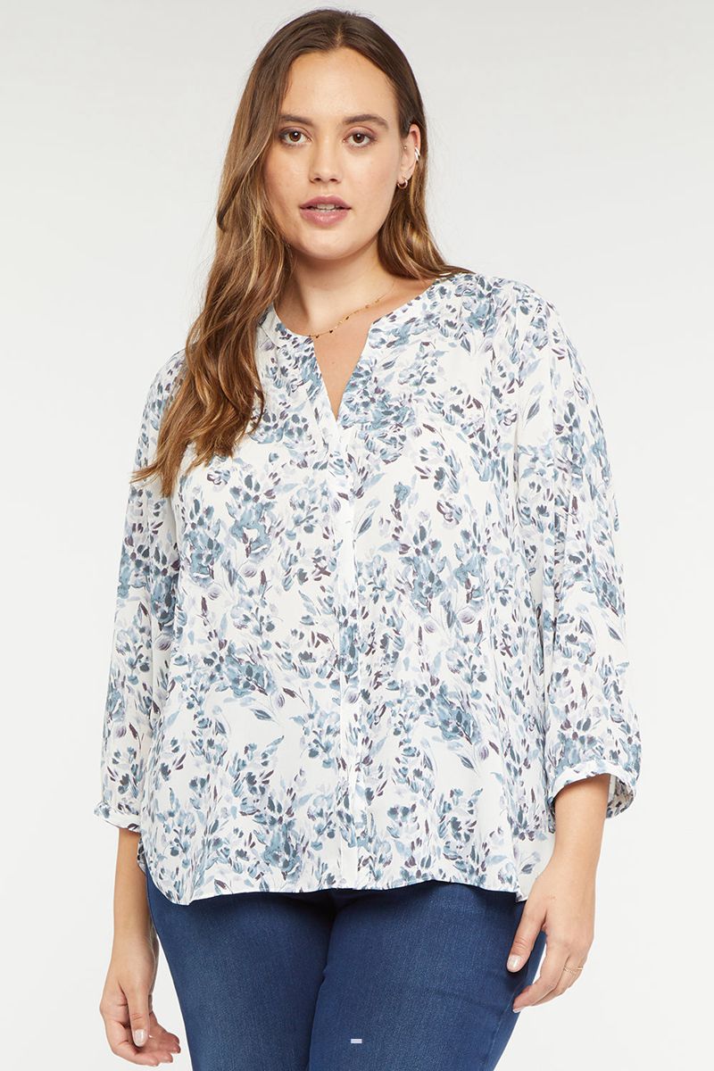 Blue Women's NYDJ Plus Pintuck Blouse | NZ 529XYZUQN