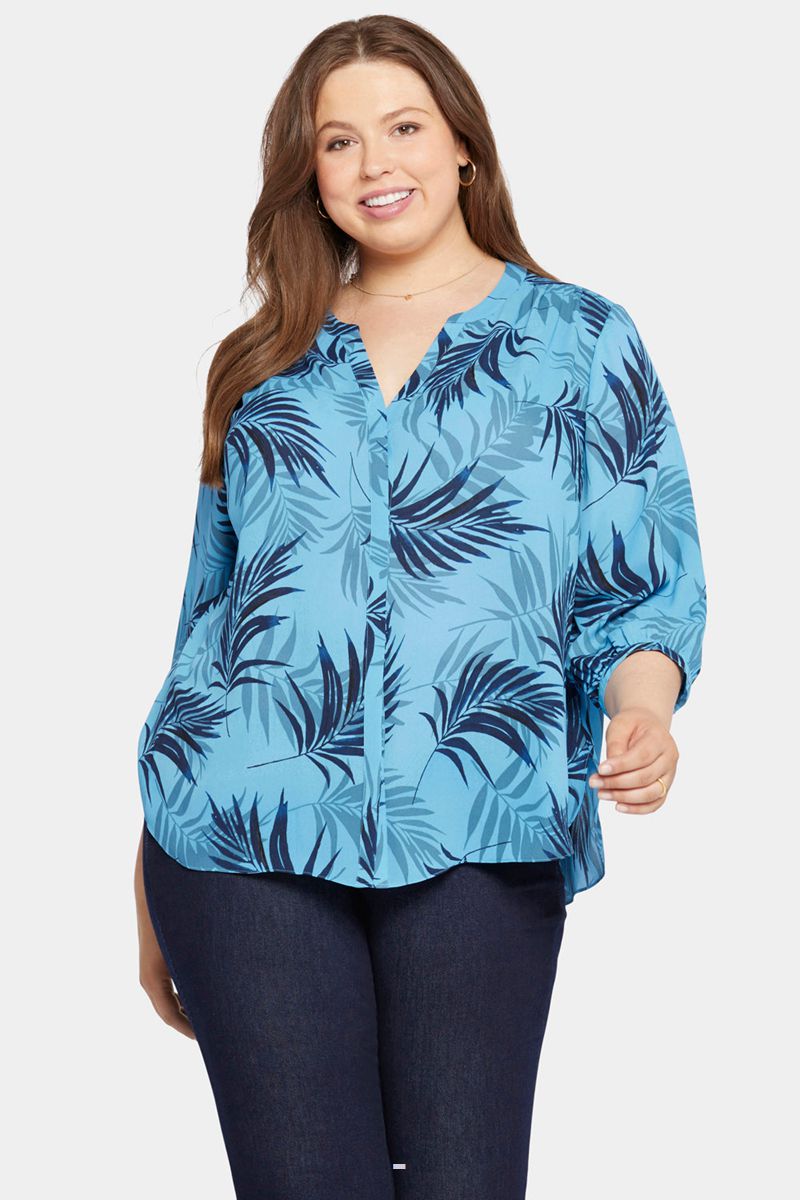 Blue Women's NYDJ Plus Pintuck Blouse | NZ 649LIKSRV