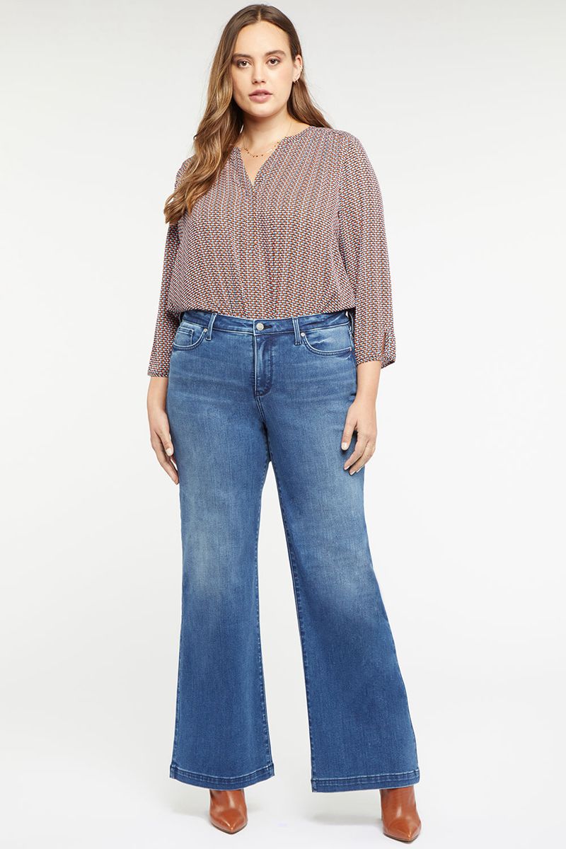 Blue Women's NYDJ Plus Teresa Wide Leg Jeans | NZ 385FZJRAG