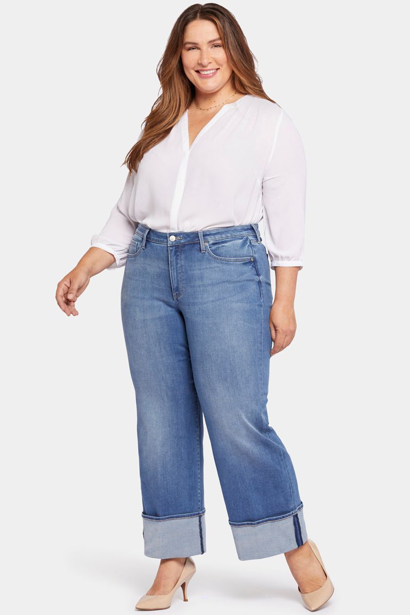 Blue Women's NYDJ Plus Teresa Wide Leg Jeans | NZ 607FLNXPK