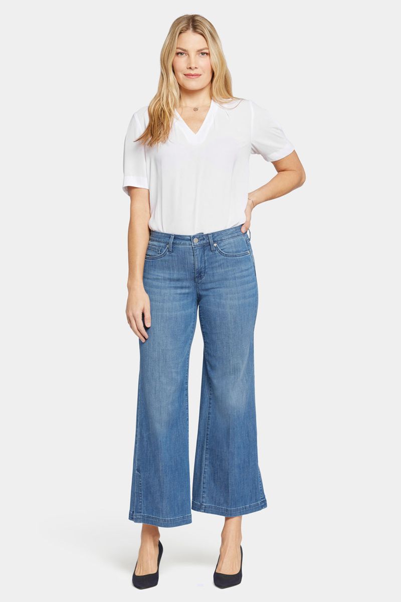 Blue Women's NYDJ Teresa Wide Leg Ankle Jeans | NZ 394NDZRAV