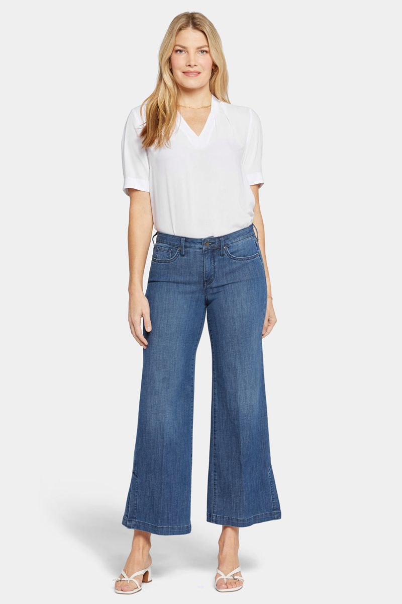 Blue Women's NYDJ Teresa Wide Leg Ankle Jeans | NZ 892WGHJCQ