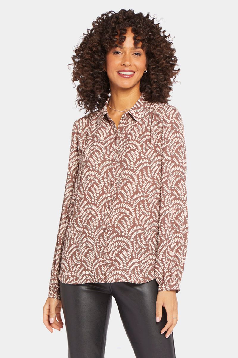 Brown Women's NYDJ Modern Blouse | NZ 320IUCZWJ