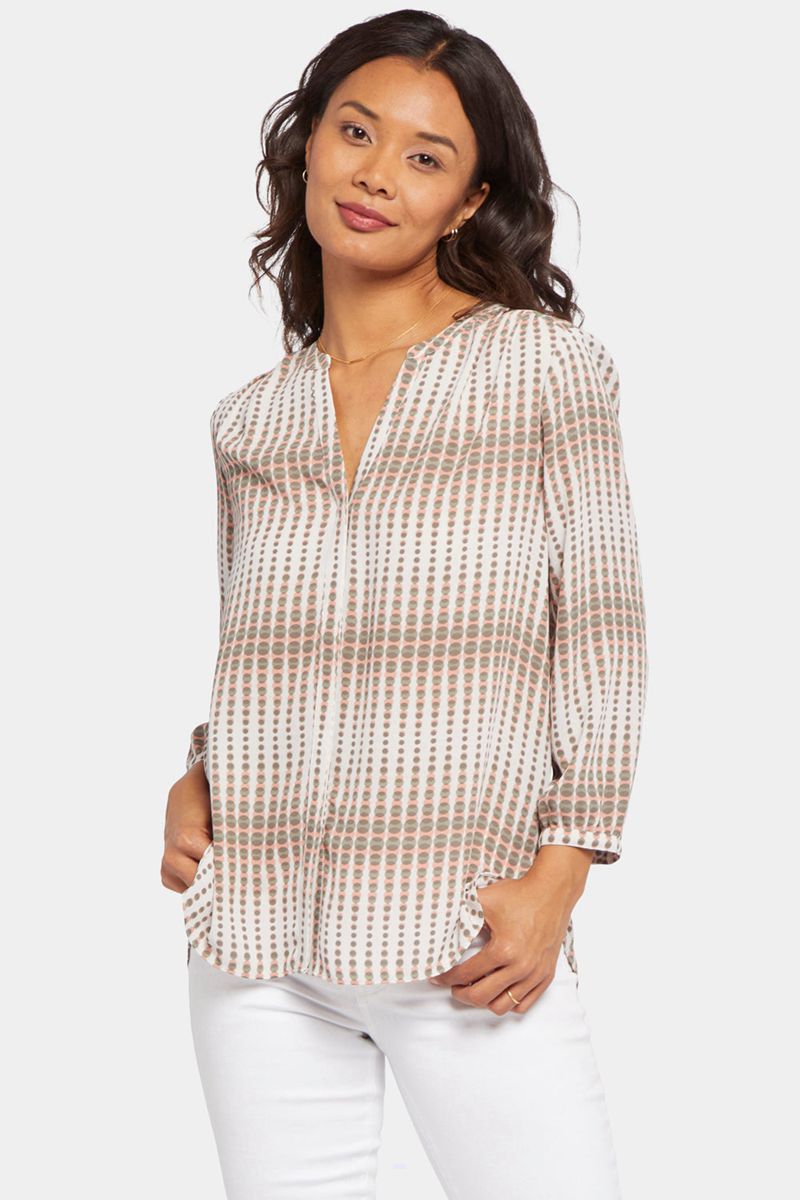 Brown Women's NYDJ Pintuck Blouse | NZ 293TCHWXB