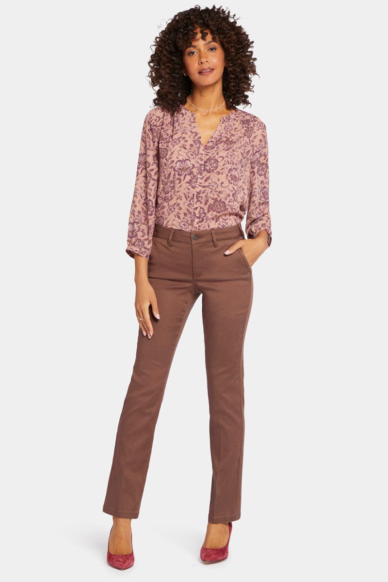 Brown Women's NYDJ Straight Leg Pants | NZ 834YGAFTL