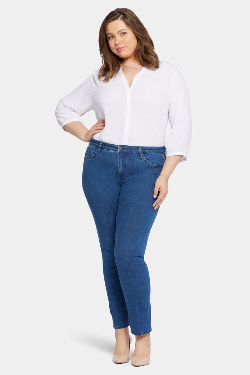 Dark Blue Women's NYDJ Plus Le Silhouette Sheri Slim Jeans | NZ 713BFJIHZ