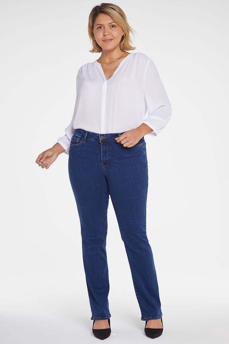 Dark Blue Women's NYDJ Plus Marilyn Straight Jeans | NZ 149CUOKAP