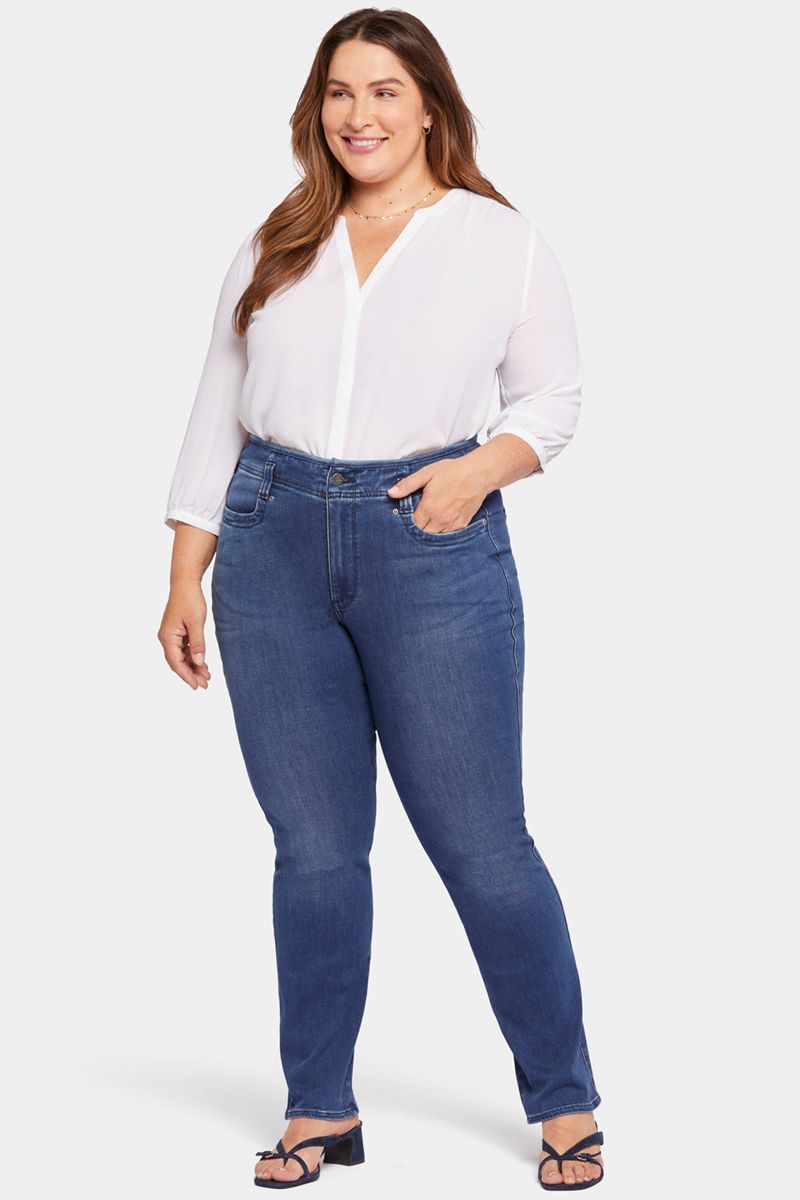 Dark Blue Women's NYDJ Plus Marilyn Straight Jeans | NZ 683GHUCRE