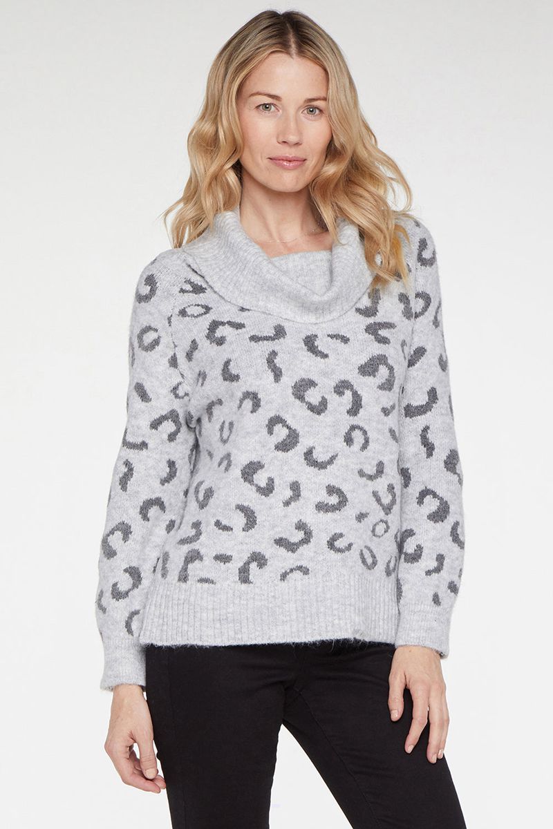 Grey Women's NYDJ Leopard Turtleneck Sweaters | NZ 693EIHUGW