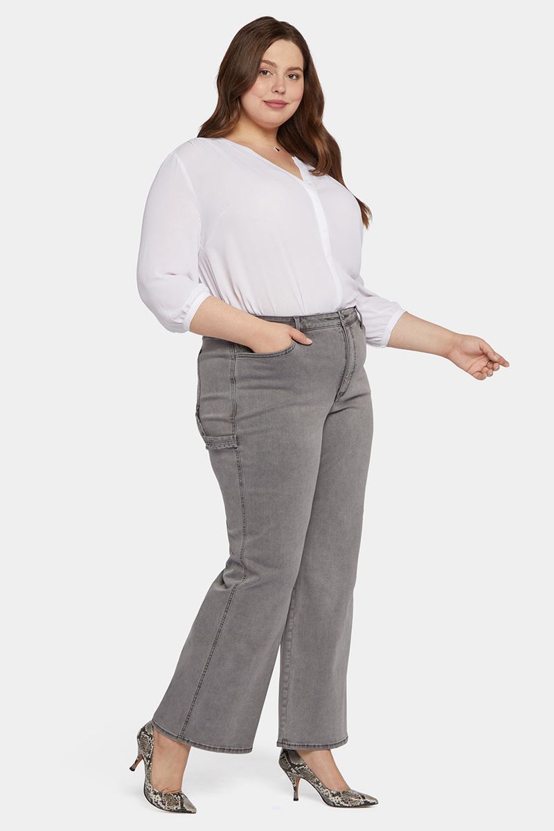 Grey Women's NYDJ Plus Teresa Wide Leg Jeans | NZ 539ZBLHSK