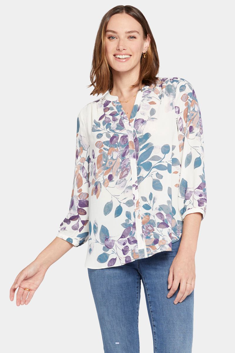 Multicolor Women's NYDJ Pintuck Blouse | NZ 764FESOHK