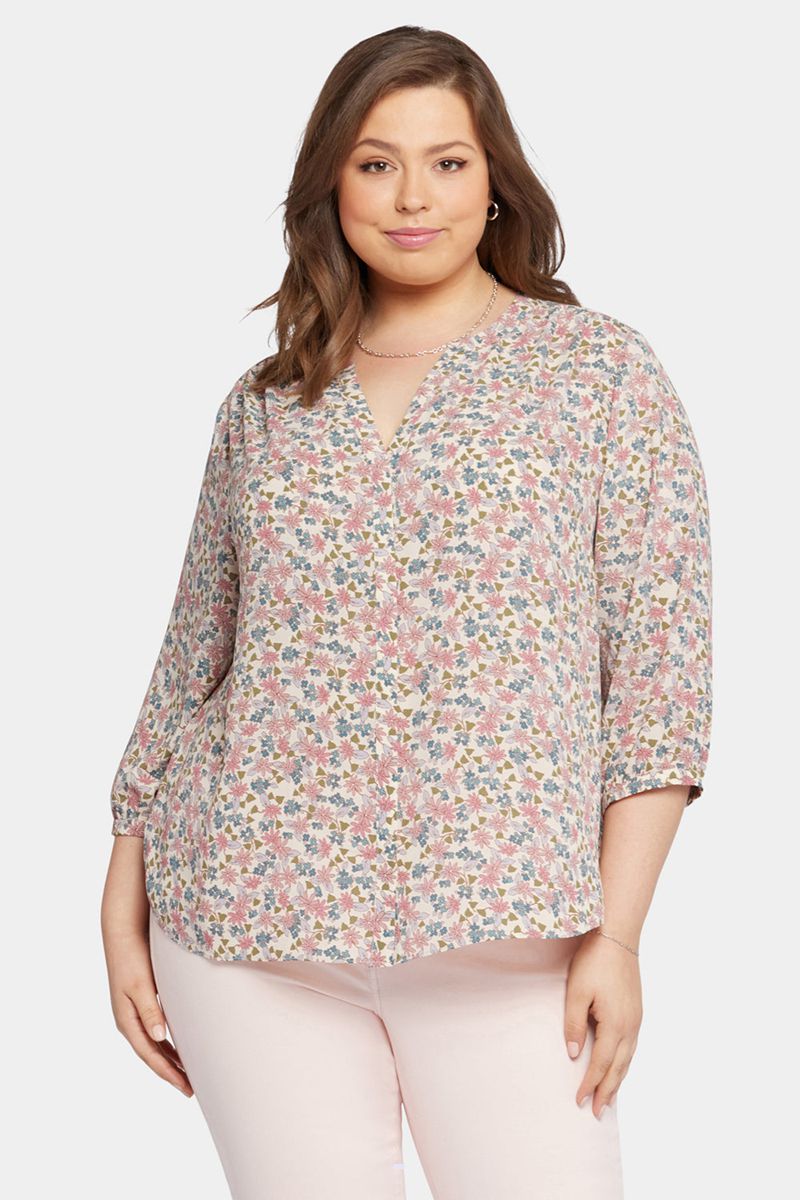 Multicolor Women's NYDJ Plus Pintuck Blouse | NZ 057ROMIWH