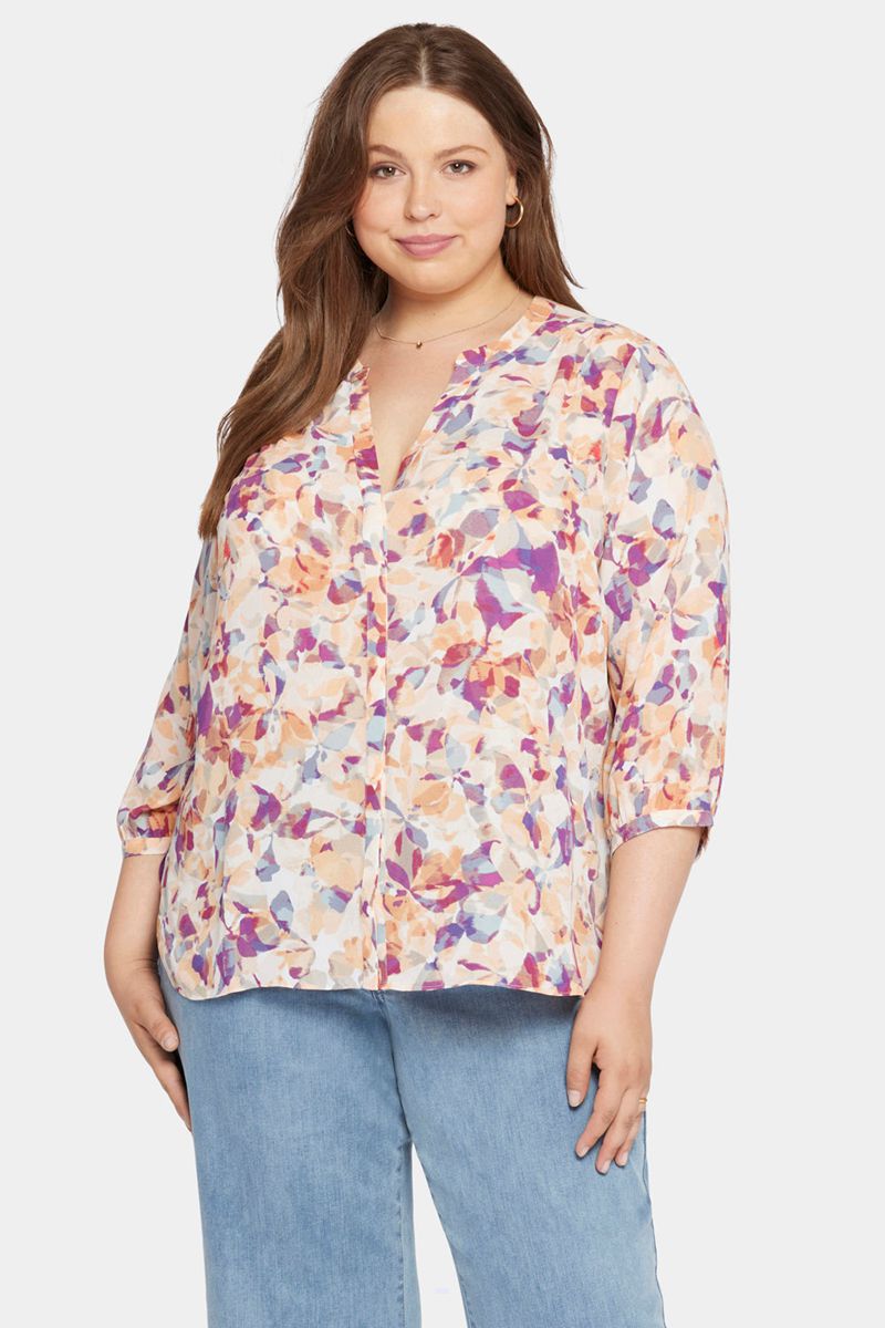 Multicolor Women's NYDJ Plus Pintuck Blouse | NZ 814HOZLTF