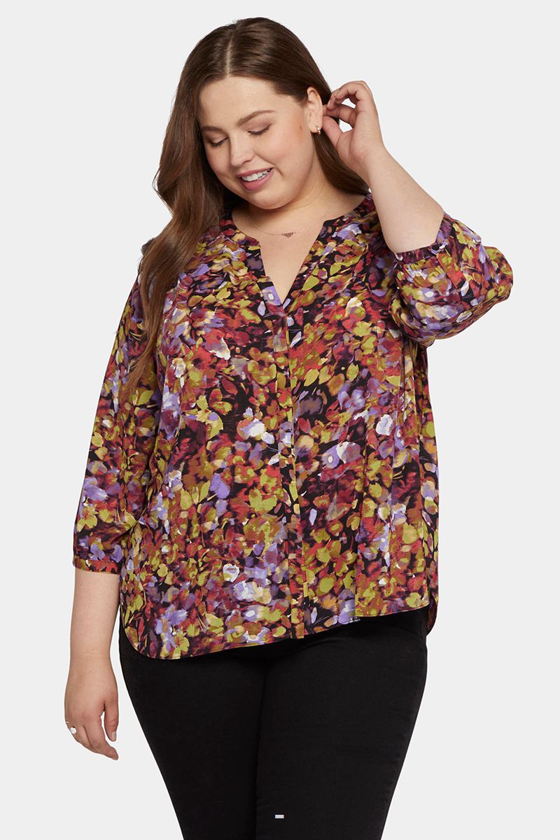 Multicolor Women's NYDJ Plus Pintuck Blouse | NZ 837JRDNKX