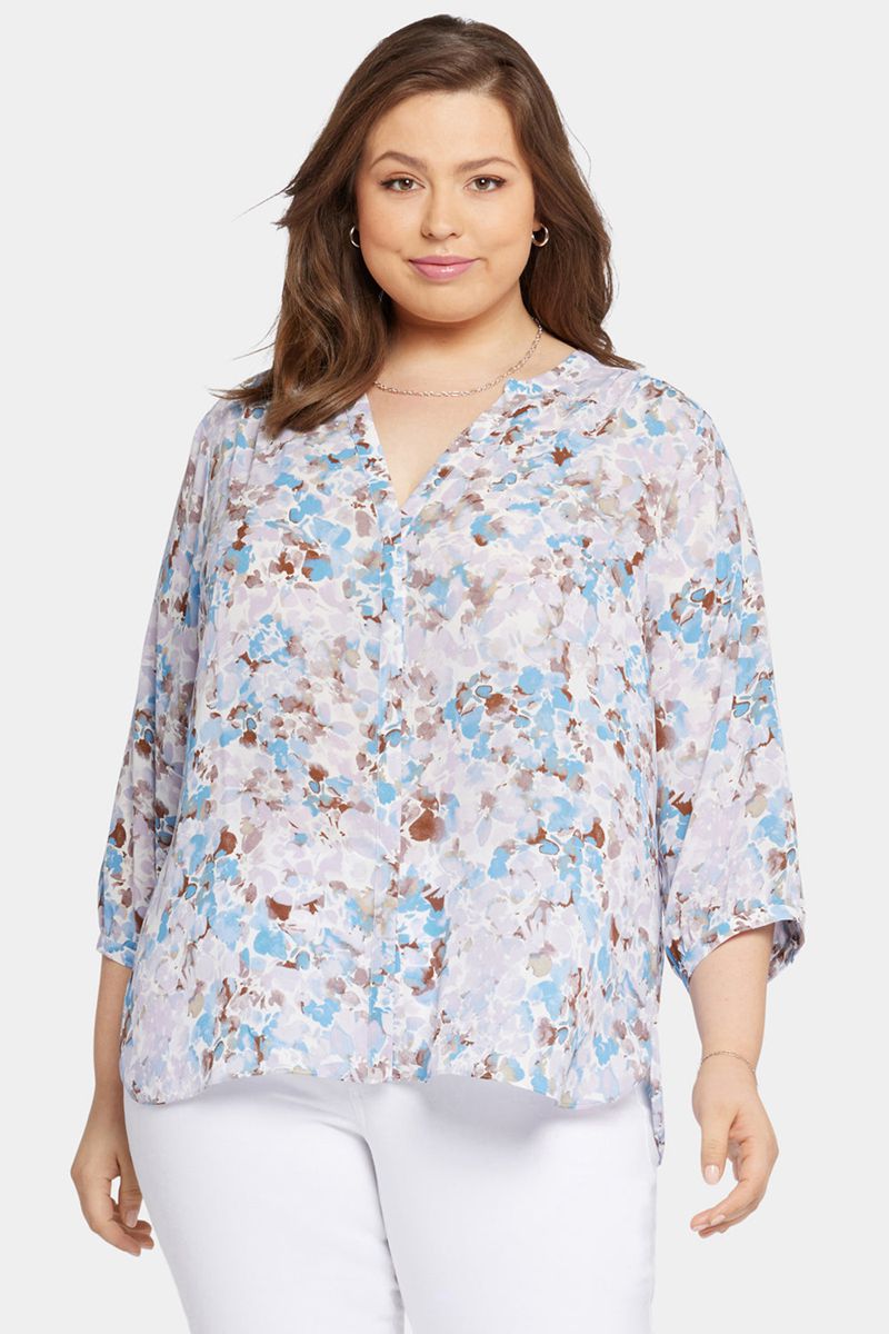 Multicolor Women's NYDJ Plus Pintuck Blouse | NZ 912XGMFEU