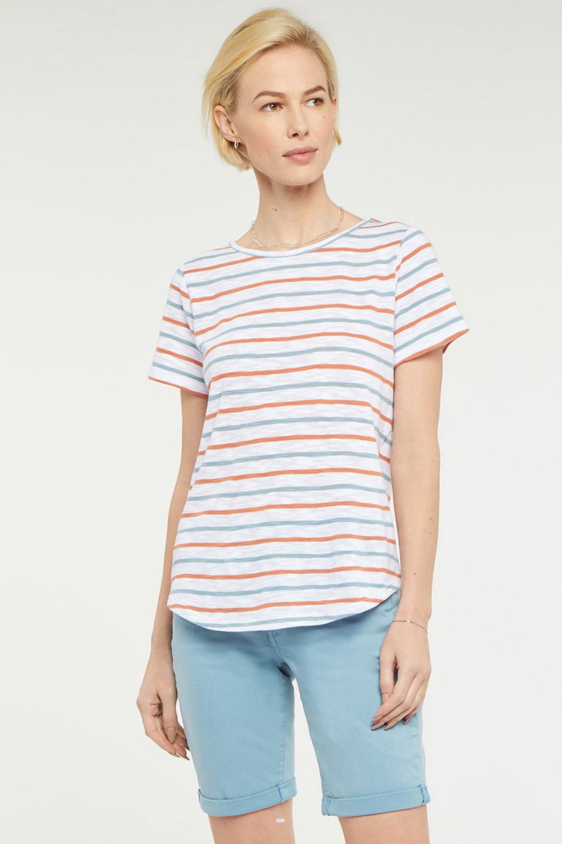 Multicolor Women's NYDJ Striped T-Shirts | NZ 589ZSQMAL