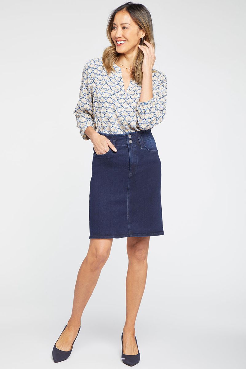 Navy Women's NYDJ High Waist Skirts | NZ 614YSPNEH