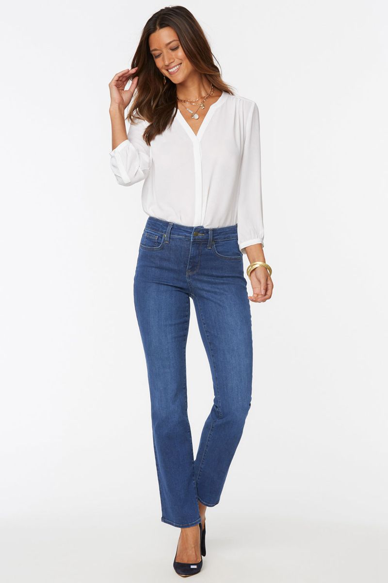 Navy Women's NYDJ Marilyn Straight Jeans | NZ 075EJSIOQ