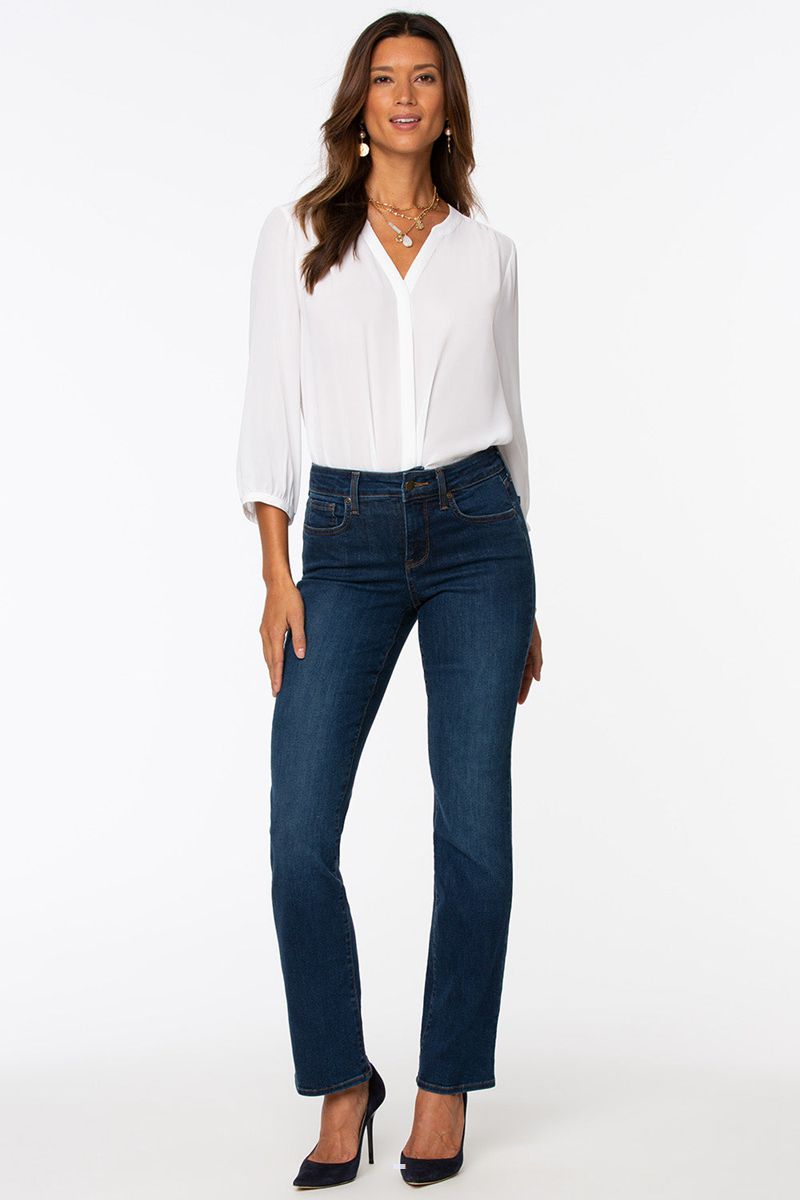 Navy Women's NYDJ Petite Marilyn Straight Jeans | NZ 782EOXNZI