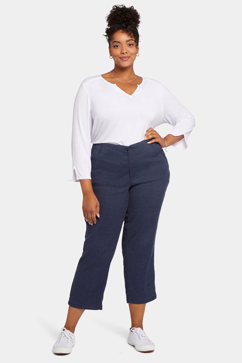 Navy Women's NYDJ Plus Marilyn Straight Ankle Pants | NZ 394OJVRNH