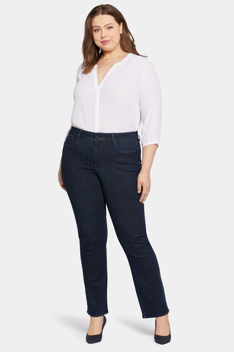 Navy Women's NYDJ Plus Marilyn Straight Jeans | NZ 458JADWMO