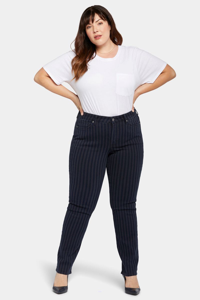 Navy Women's NYDJ Plus Marilyn Straight Jeans | NZ 586DRTKQL