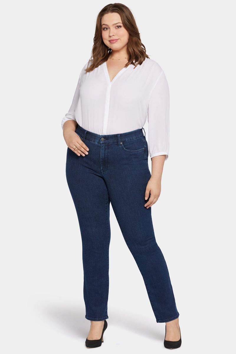 Navy Women's NYDJ Plus Waist-Match™ Marilyn Straight Jeans | NZ 143YGPHBT