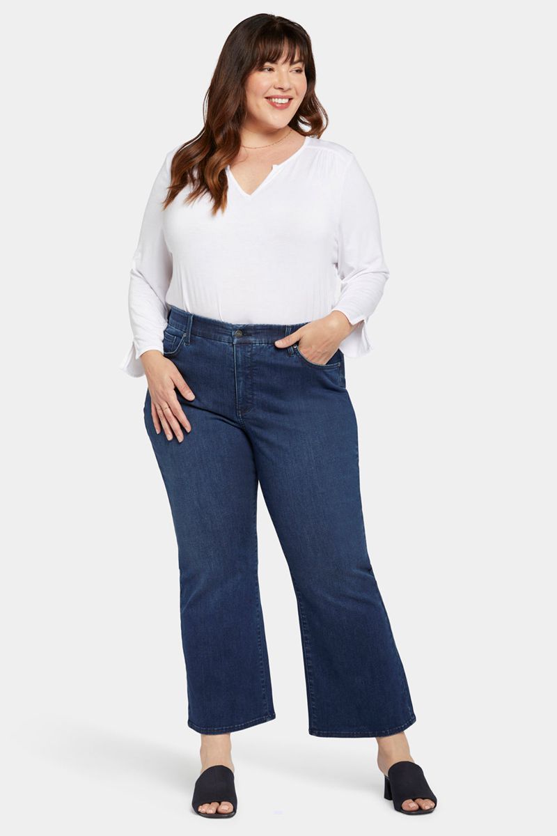 Navy Women's NYDJ Plus Waist-Match™ Relaxed Flared Jeans | NZ 281KTJGZS