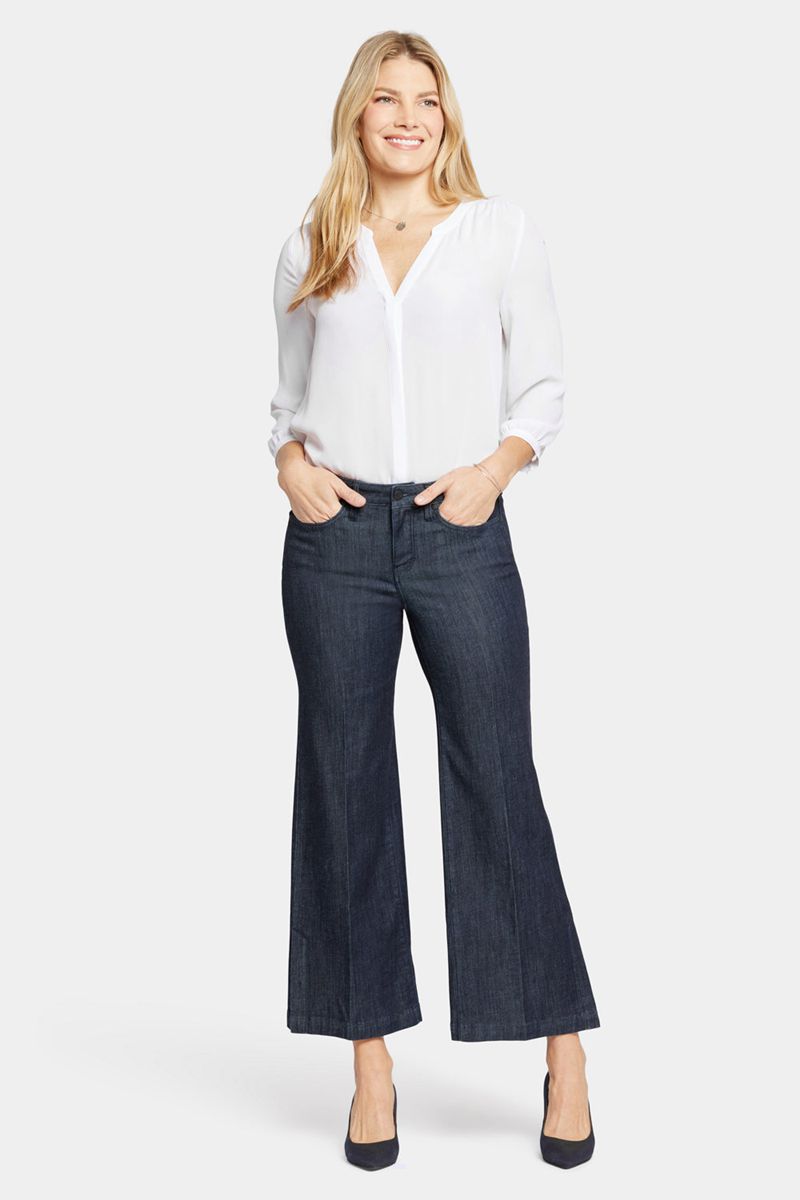 Navy Women's NYDJ Teresa Wide Leg Ankle Jeans | NZ 543IAZMQC