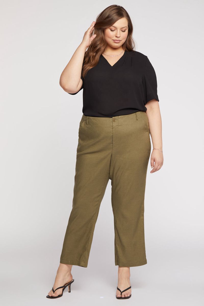 Olive Women's NYDJ Plus Marilyn Straight Ankle Pants | NZ 842HSPJIL