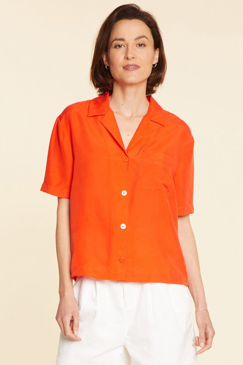 Orange Women's NYDJ Lillian Silk Shirts | NZ 178BZKQVT