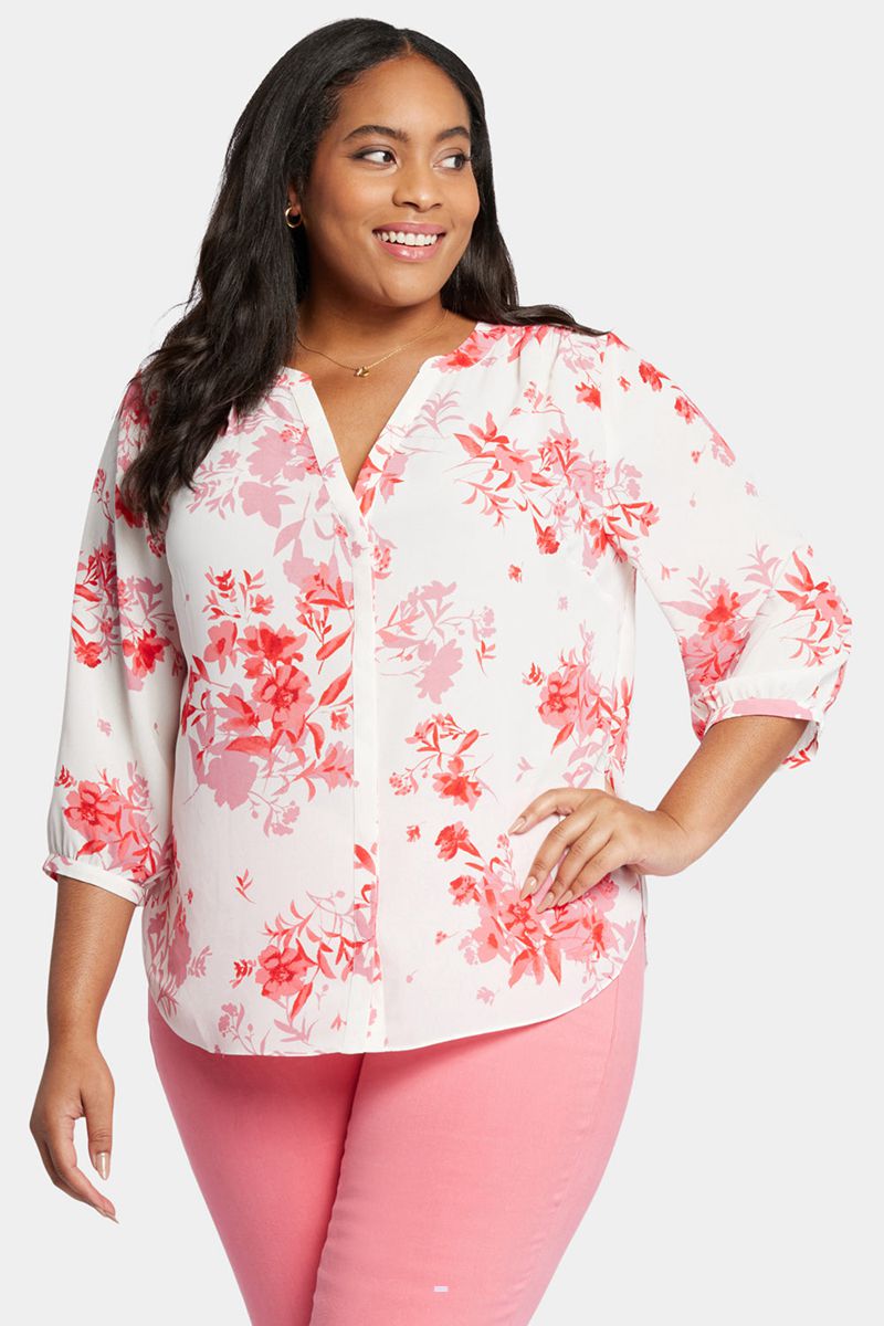 Pink Women's NYDJ Plus Pintuck Blouse | NZ 246OVBTNJ