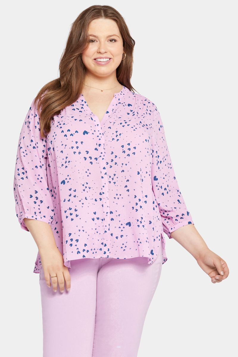 Pink Women's NYDJ Plus Pintuck Blouse | NZ 937YIREFK