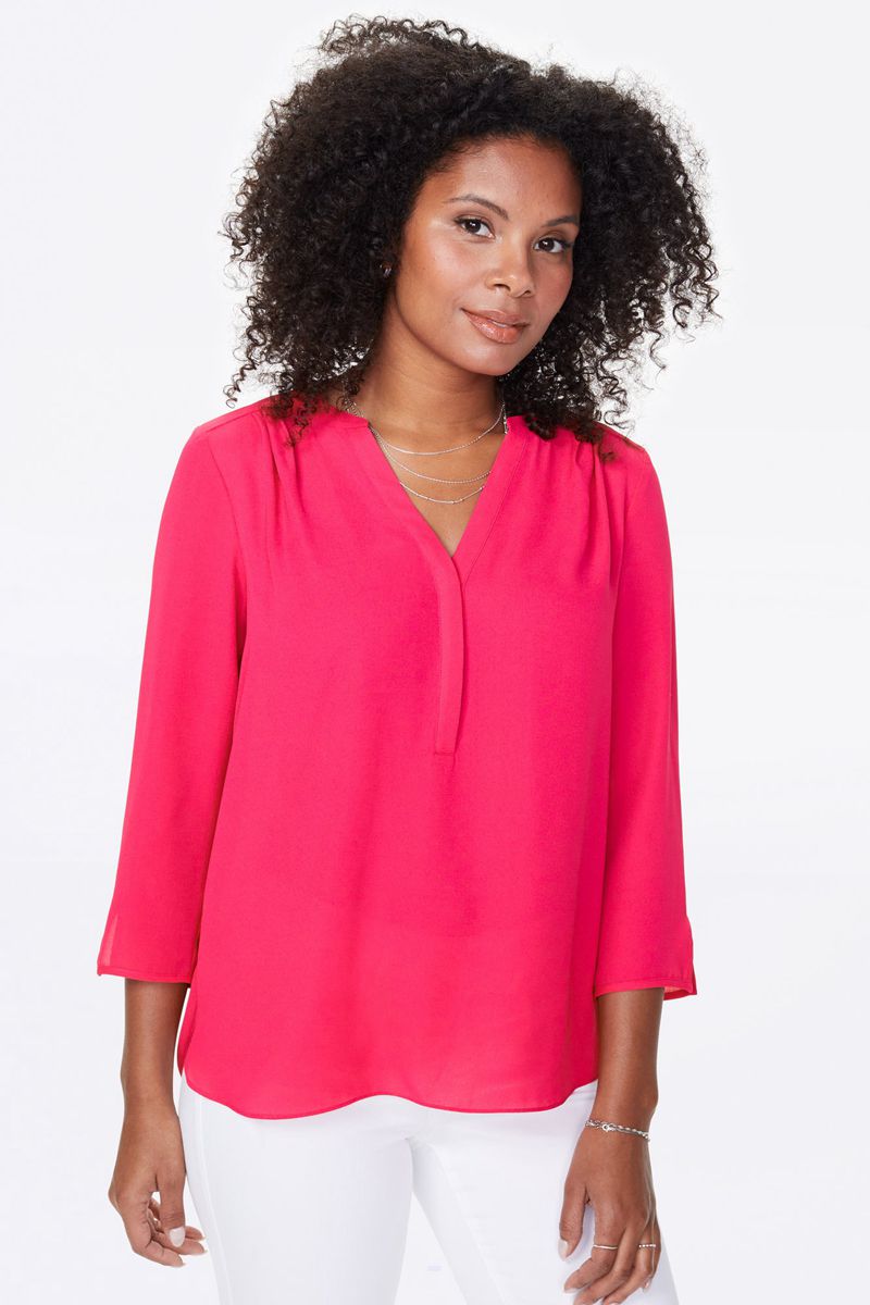 Pink Women's NYDJ Plus The Perfect Blouse | NZ 436LNQHVI