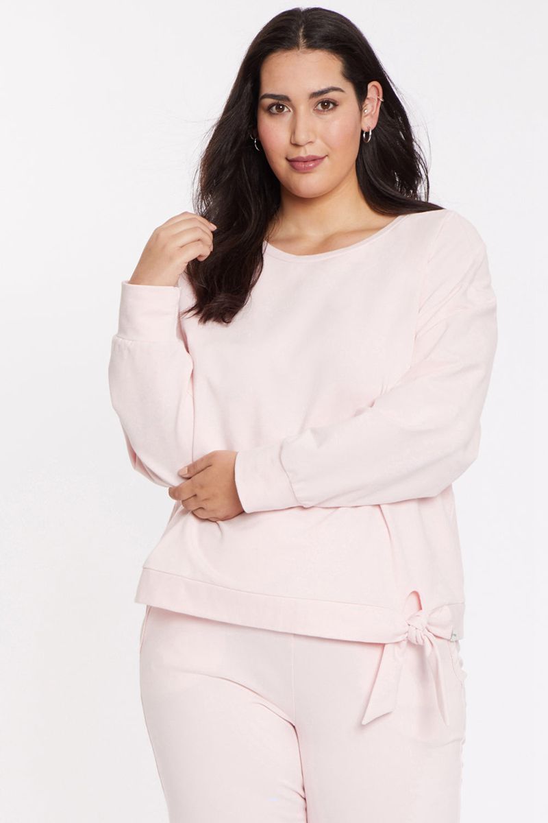 Pink Women's NYDJ Plus Tie Front Sweatshirts | NZ 397LQEXGK