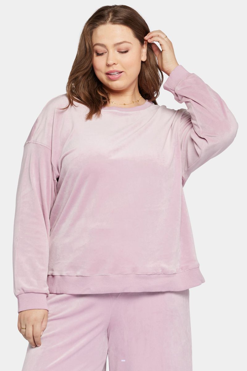 Pink Women's NYDJ Plus Velour Basic Sweatshirts | NZ 518BEIOLD