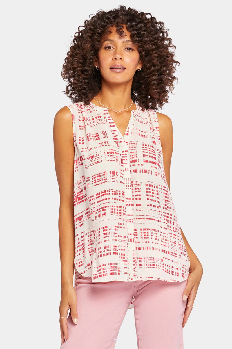 Pink Women's NYDJ Sleeveless Pintuck Blouse | NZ 854BHVFOM