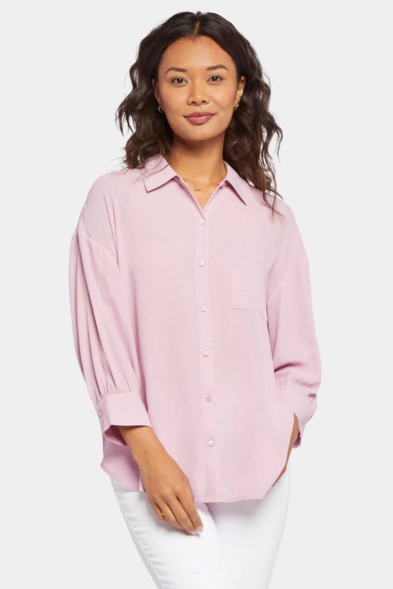 Pink Women's NYDJ Zoey Blouse | NZ 697JKFWEA