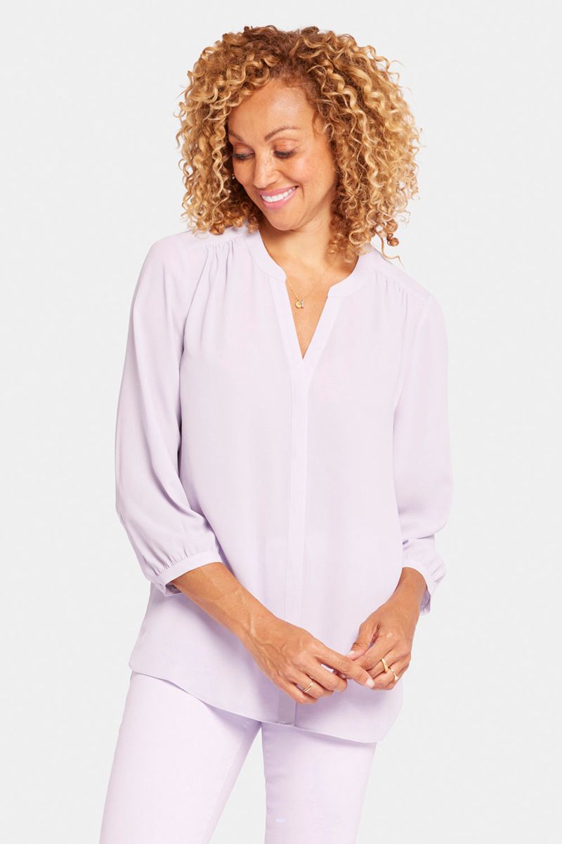 Purple Women's NYDJ Pintuck Blouse | NZ 802QBXMAD