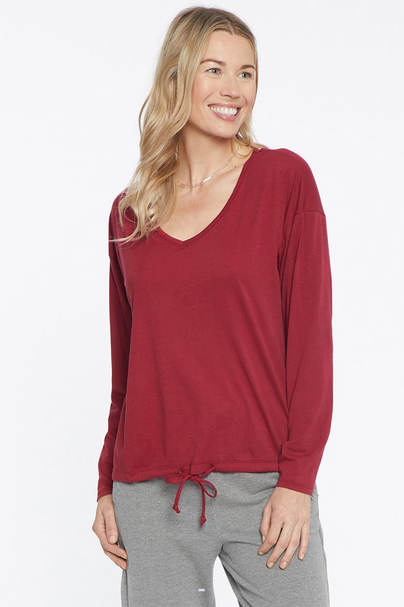 Red Women's NYDJ Long Sleeved Drawstring T-Shirts | NZ 653NUBFZV