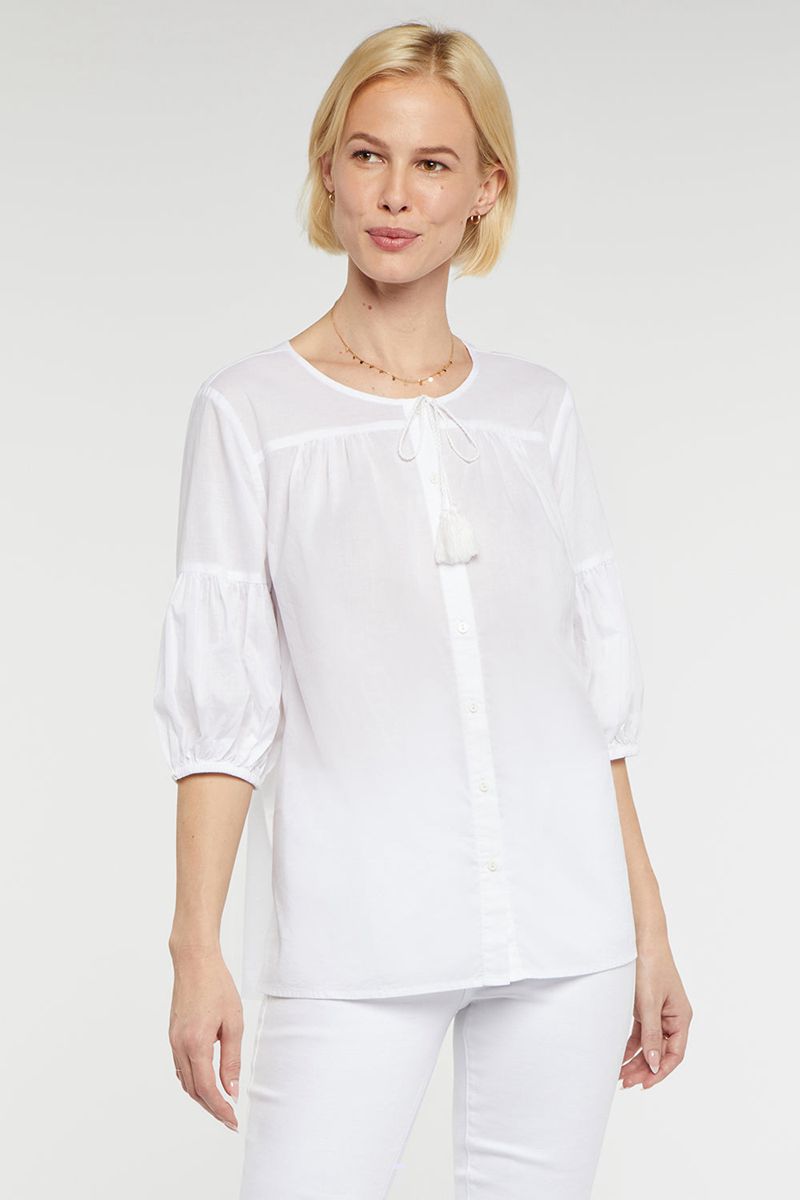 White Women's NYDJ Boho Blouse | NZ 518KZCUHB