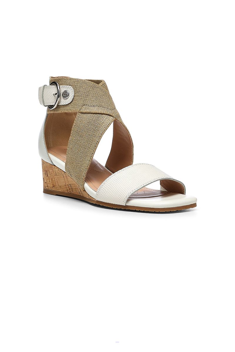 White Women's NYDJ Callie Wedge Sandals | NZ 902QLOYFR