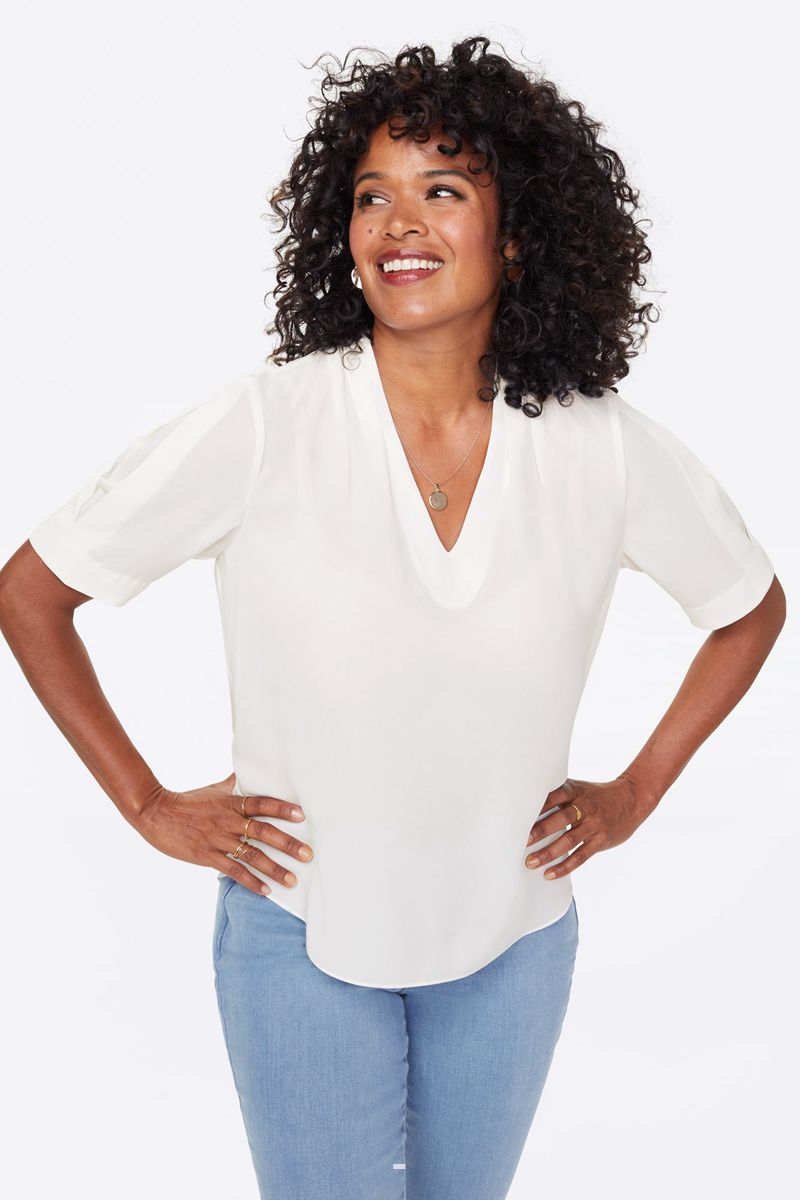 White Women's NYDJ Charming Tops | NZ 097TVACKR