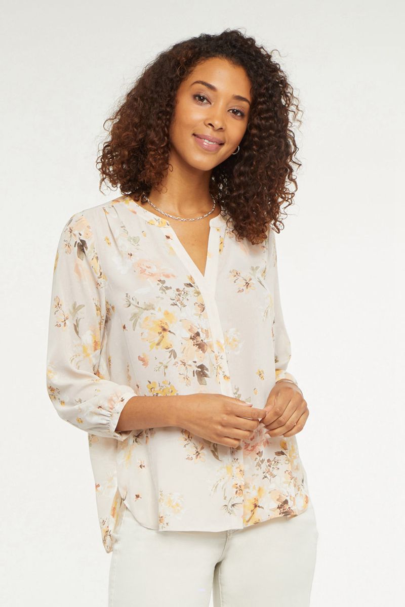 White Women's NYDJ Pintuck Blouse | NZ 593YWFKHE