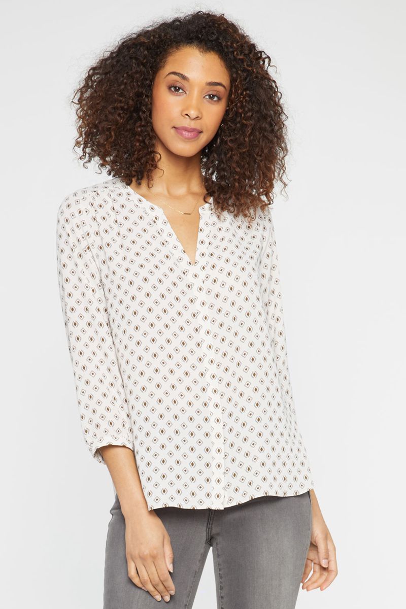 White Women's NYDJ Pintuck Blouse | NZ 621ECUMBR