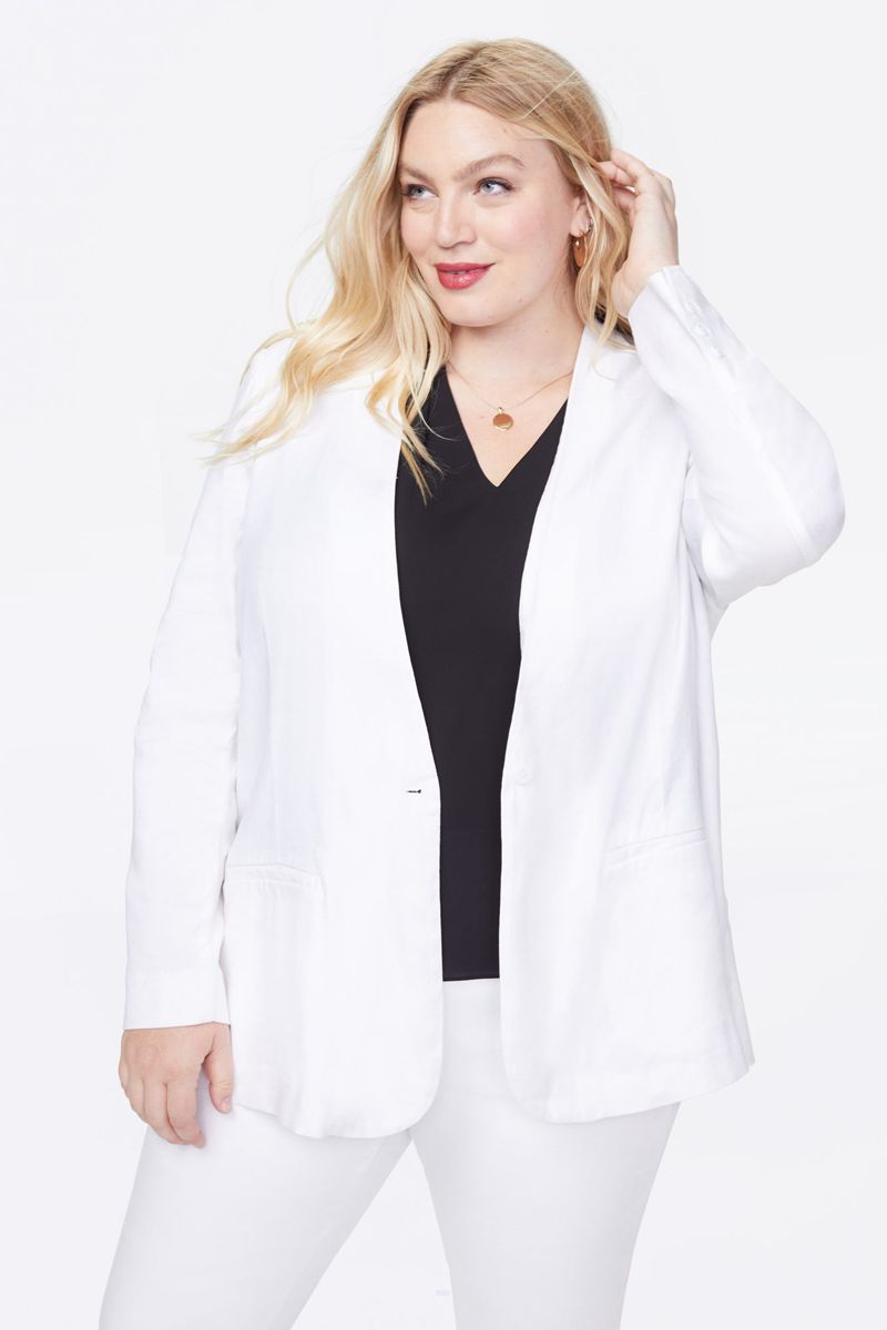 White Women's NYDJ Plus Collarless Blazer Jackets | NZ 589WMZVUJ