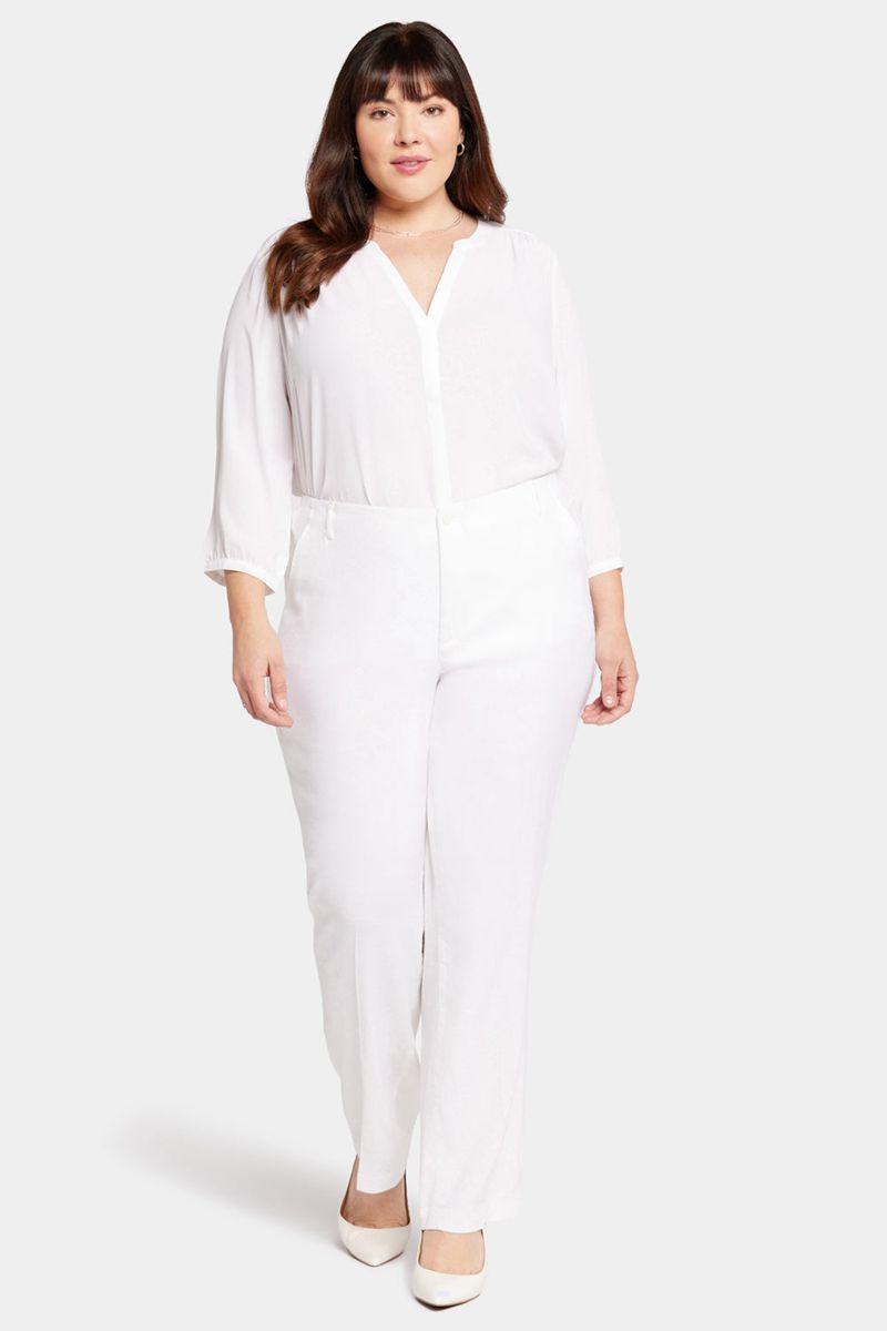 White Women's NYDJ Plus Marilyn Straight Pants | NZ 704TBUFRP