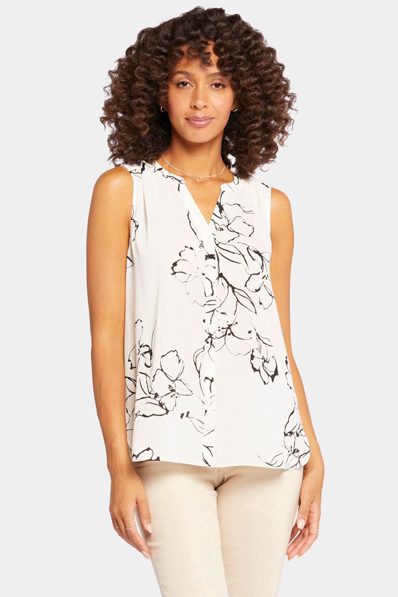 White Women's NYDJ Sleeveless Pintuck Blouse | NZ 750DVQURB