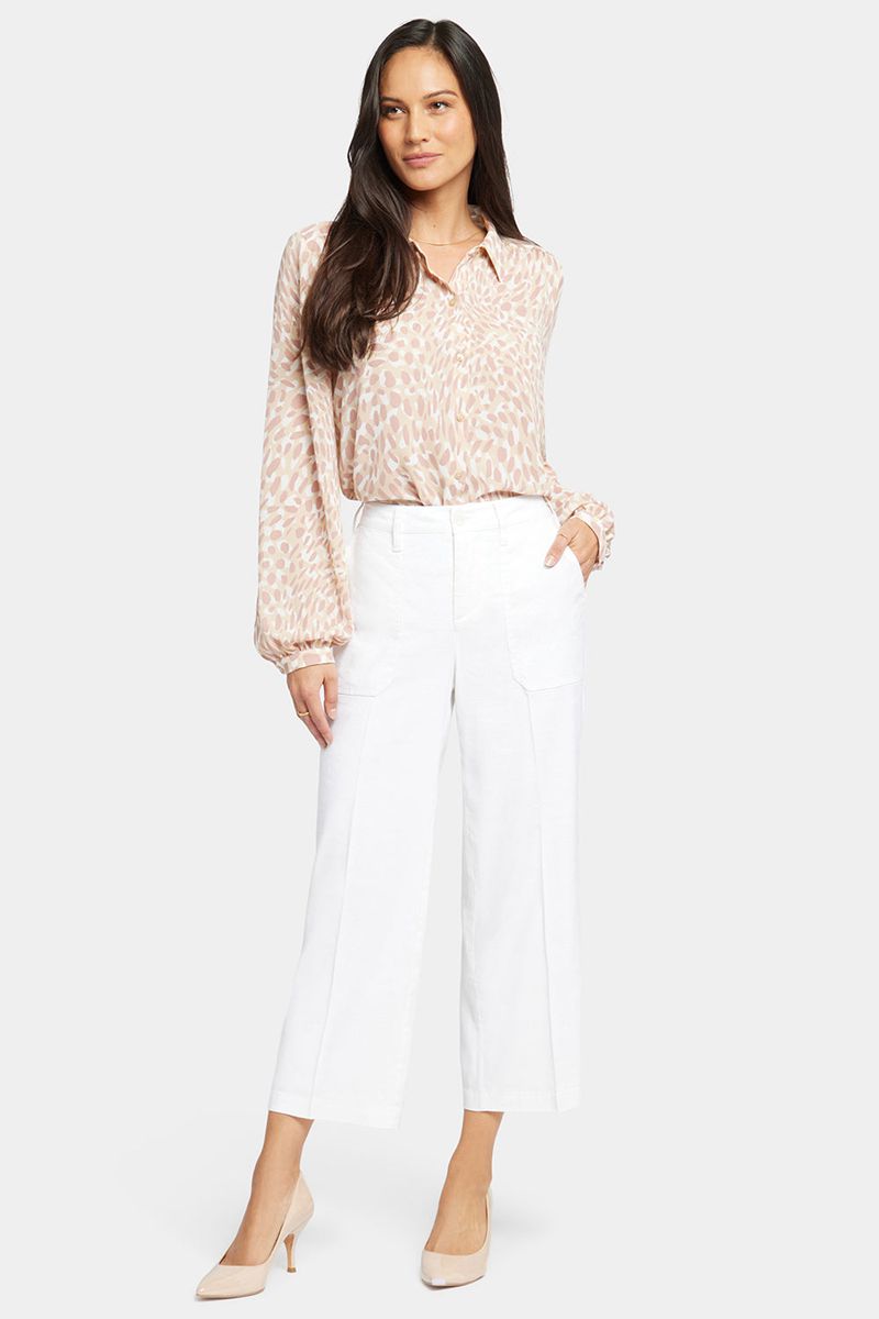 White Women's NYDJ Wide Leg Cargo Capri Pants | NZ 687KGJDXH